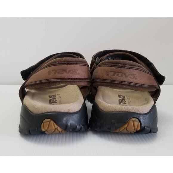 TEVA Men\'s Sz 9 Brown Leather Lug Sole Casual Sport Strap Sandals Shoes 6591 main image 5